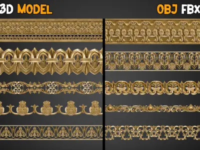 50 Ornaments Trim Brush   Vol 10 Low-poly 3D model