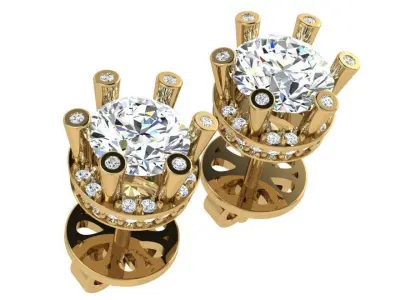 Round Diamond Stud Earring 4675 3D print model