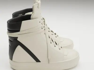 Sneakers Rick Owens Geobasket Converse White Low-poly 3D model