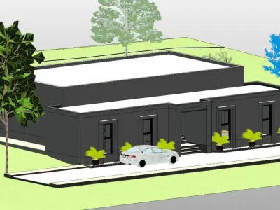 Revit Modern Beach Vila Low-poly 3D model