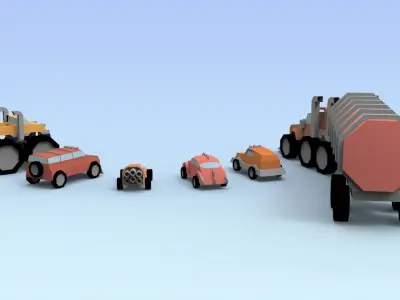 Low Poly Raider Cars Low-poly 3D model