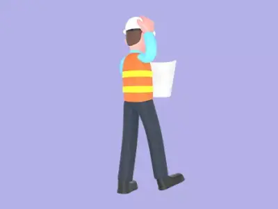 Stylized 3D Male Architect Character - Confused Cartoon Man 3D model