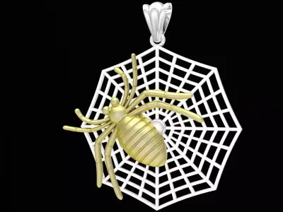 Luxury Spider Web Pendant with Sculpted Spider 3351 3D print model