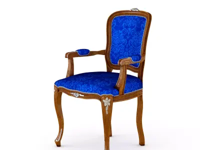  Classic Blue Damask Armchair 3D model