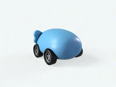 Cartoon Elephant Car Cute Low-poly 3D model