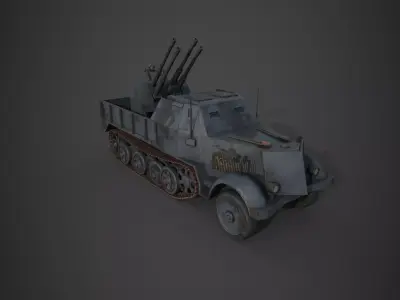 FlakTank german tank Low-poly 3D model