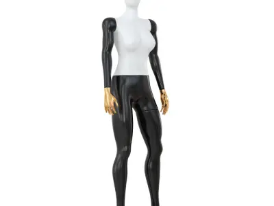 Female abstract mannequin with golden hands 78 3D model