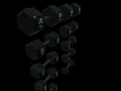 high-quality set of 5 dumbbells in a realistic 3D model Free low-poly 3D model