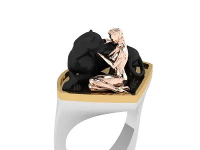 Girl and Panther ring inspired by Magerit  3D print model