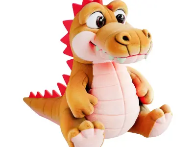 Cute Plush Alligator Toy 3D model