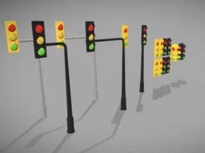 simple low poly street trafic lights Low-poly 3D model