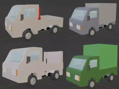 Low-poly 3D model Light truck crane vehicle Power gate vehicle  Low-poly 3D model