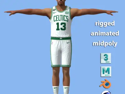 T-Pose rigged Malcolm Brogdon Boston Celtics NBA 3D model