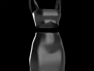 Female leather top and skirt 3D model