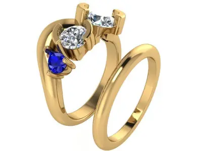 Half Bezel Ring With Band 2560 3D print model