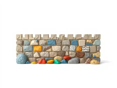 Colorful Castle Wall model pack Low-poly 3D model