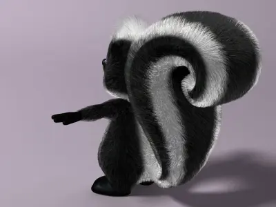 Cartoon Skunk Rigged Low-poly 3D model