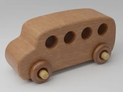 Wooden toy set PBR Low-poly 3D model