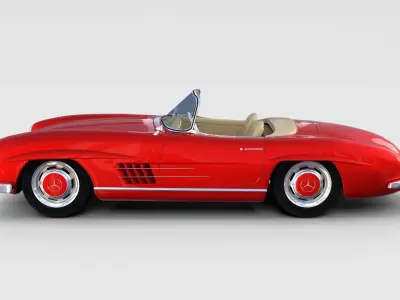 Fully Modelled Mercedes 300SL Roadster Red rev 3D model