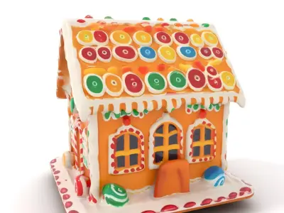 Colorful Gingerbread House model pack Low-poly 3D model