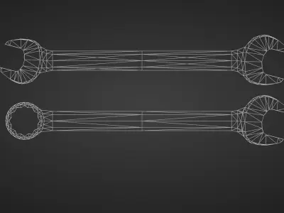 Flat wrench Low-poly 3D model