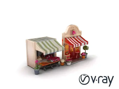 Charming Flower Shop Spring Design model pack Low-poly 3D model