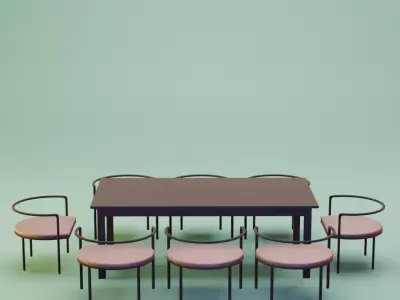 Luxury interior Table and Chair - Aries Free 3D model