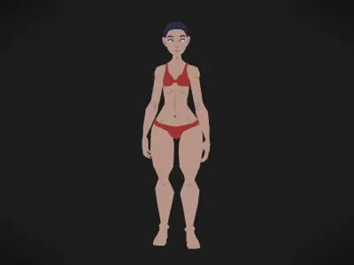 Colorly - Beach Girl 1 - Game Ready - Rigged - Customizable Low-poly 3D model