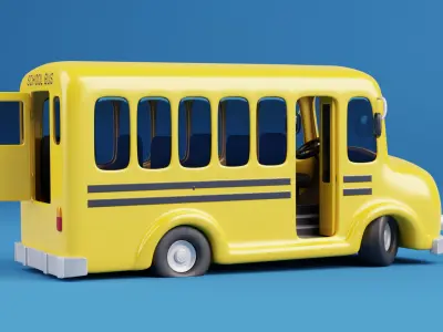 Stylized Cartoon School Bus - fully rigged 3D model