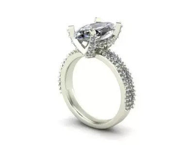 Engagement Ring With Round and Marquise Diamonds  3D model
