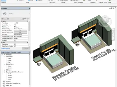 Master Bedroom Furniture Revit Family Parametric 3D model