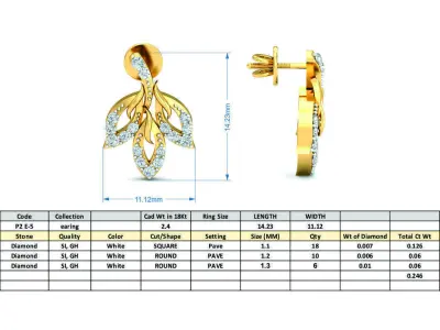 Women Solitaire Earring 3DM STL OBJ FBX Render Details 3D print model