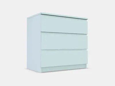 MALM Chest of 3 drawers 3 Low-poly 3D model