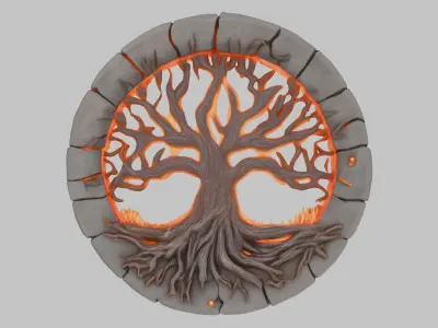 Fire Eternal Tree emblem Low-poly 3D model