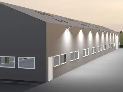 Warehouse Interior - Exterior  Low-poly  3D model