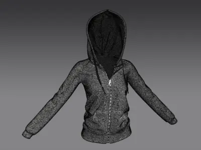 Ladies Hoodie in Marvelous Designer Low-poly 3D model