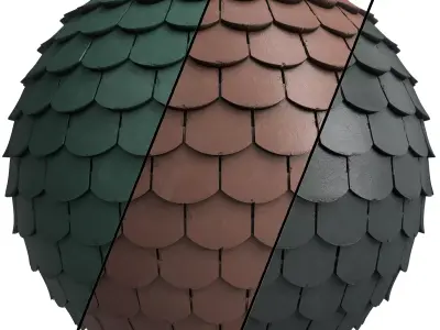 Roof Tile Materials 16- By 3 color Pbr By Sbsar 4k Low-poly 3D model