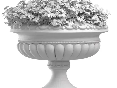 Blue Flowers in container pot 3D model