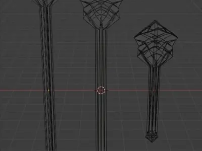 Futuristic Cubic Hammers Low-poly 3D model