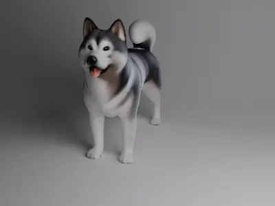 Dog with LODs Low-poly 3D model