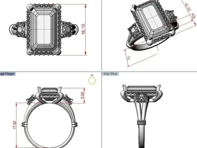 Emerald ring 3D print model order