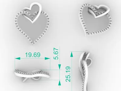 Stunning Connected Hearts Diamond Pendant 3D print model