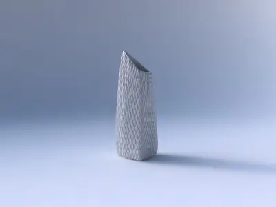 Vase tipped triangle with diagonal grid bulges 3D print model