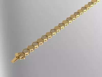 HexaTennis Gold Bracelet Luxury 3D Gourmette Model 3D print model