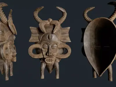 African Decor Mask 10 Low-poly 3D model