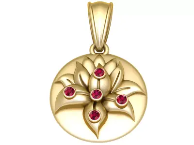 Sacred Lotus Blossom Medallion 3D Printable Model 3D print model