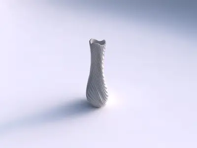 Vase larger opening hexagon with wavy extruded lines 2 3D print model
