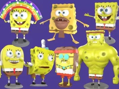 7 Printable models Spongebob memes pack print 3D print model