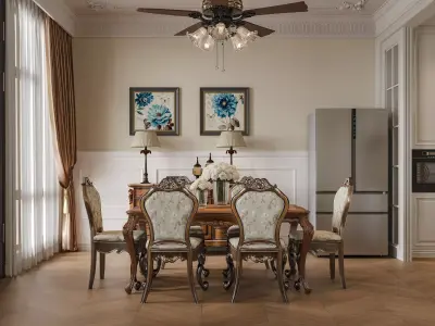 Luxury living room dining room interior scenes 05 3D model