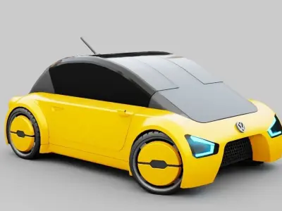 Concept city car  rigged 3D model